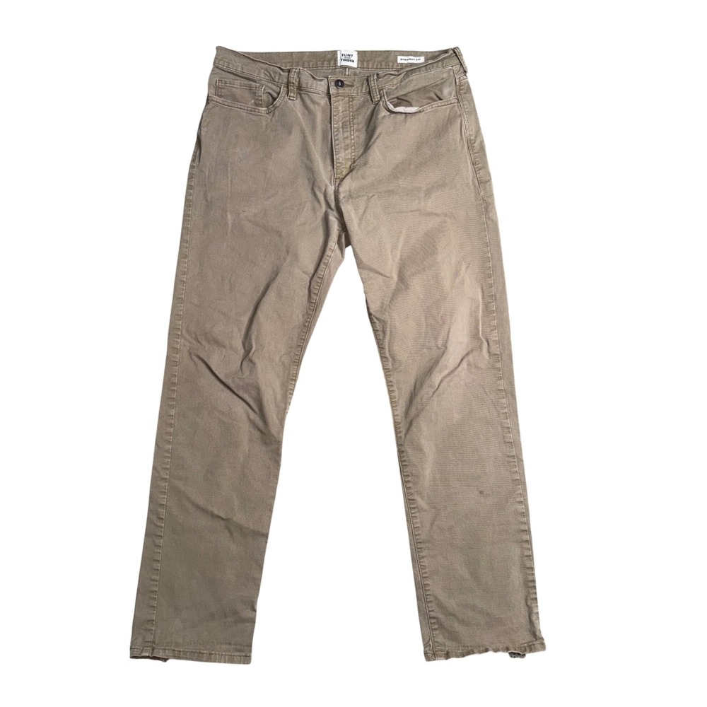 Flint and Tinder Straight Fit Pants Mens 34x30 Tan Good 365 Chino Cotton Spandex